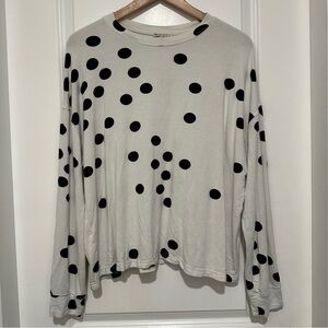 Eliane Rose | Polka Dot Long Sleeve Tee - Black and White Crew Neck